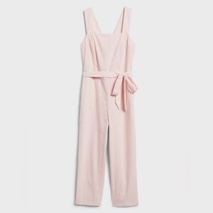 NWT Banana Republic Linen Square-Neck Jumpsuit Peach Glow Pink Size 14